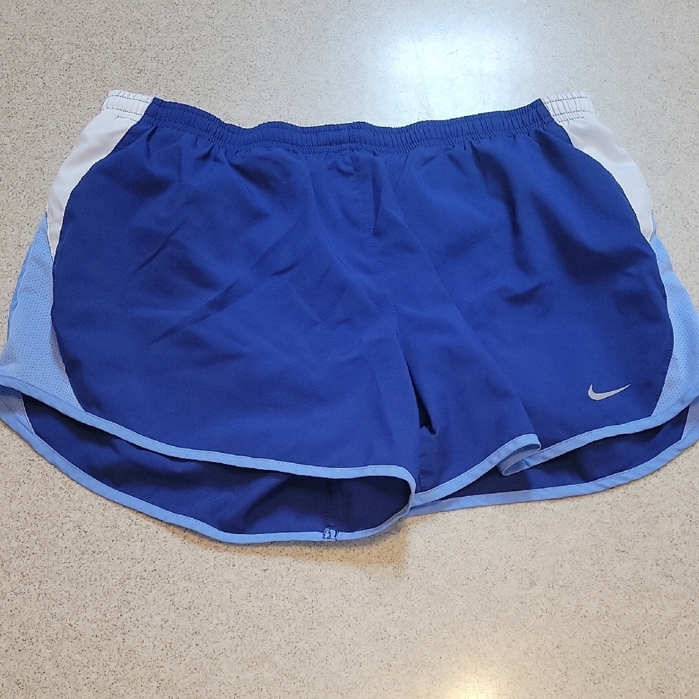 Nike Women's Dry Fit Royal Blue and White Athletic Shorts Size Large